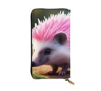 YYHWHJDE Pink hedgehog Picture Leather long clutch wallet Designed for fashion girls and women stylish and personalized 7.48 x 4.13 in, Black, One Size