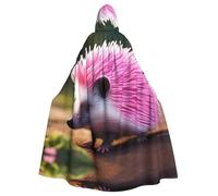 YYHWHJDE Pink hedgehog Prints Halloween Adult Hooded Cloak for Parties and Costumes