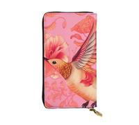 YYHWHJDE Pink Hummingbird Printing Quality Leather Long Clutch Wallet Designed for Fashion Girls and Women Stylish 7.48 x 4.13 in