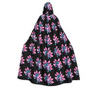 YYHWHJDE Pink leaves with blue gemstones Printing Halloween Adult Hooded Cloak for Parties and Costume Events