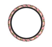 YYHWHJDE Pink Lily Prints Quality Steering Wheel Grip - Quality Neoprene Cover for Universal Vehicle Protection