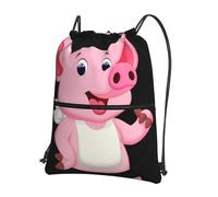 YYHWHJDE Pink Little Pig Prints Drawstring Zipper Backpack - Lightweight Foldable Gym Bag for Travel Workout Yoga