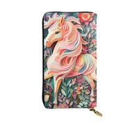 YYHWHJDE Pink Paper Cut Unicorn Printing Quality Leather Long Clutch Wallet Designed for Fashion Girls and Women Stylish 7.48 x 4.13 in