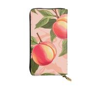 YYHWHJDE Pink Peach Pattern Printing Quality Leather Long Clutch Wallet Designed for Fashion Girls and Women Stylish 7.48 x 4.13 in