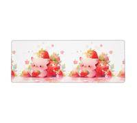 YYHWHJDE Pink Pig Holding Strawberry Picture Extra Large Mouse Pad, Computer Office Anti Slip Gaming Keyboard Thickened Version 12x31.5in