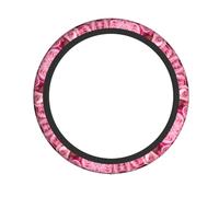YYHWHJDE Pink Rose Prints Steering Wheel Cover - Quality Neoprene Auto Accessories for Comfortable Grip, Durable Protection, & Stylish Interior Enhancement