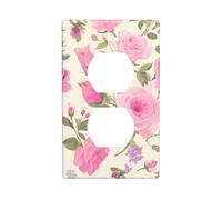 YYHWHJDE Pink Roses Pattern Double Socket Wall Panel Decorative is Durable and Suitable for Socket Light Switch Accessories 4.5x2.76in