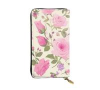 YYHWHJDE Pink Roses Picture Quality Leather Long Clutch Wallet Designed for Fashion Girls and Women Stylish 7.48 x 4.13 in