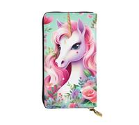 YYHWHJDE Pink Unicorn Printing Quality Leather Long Clutch Wallet Designed for Fashion Girls and Women Stylish 7.48 x 4.13 in