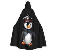 YYHWHJDE Pirate hat and penguin Prints Halloween Adult Hooded Cloak for Parties and Costumes