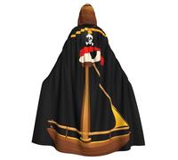 YYHWHJDE Pirate Hat On A Sailboat Pattern Halloween Adult Hooded Cape Cloak No Zipper, Comfortable For Costume Parties