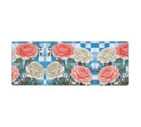 YYHWHJDE Plaid Background Roses Prints Extra Large Mouse pad Mousepad 12x31.5in for Office Gaming Learning