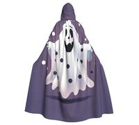 YYHWHJDE Playful Polka Dot Ghost Prints Adult Hooded Cloak is a super large, comfortable, and durable Halloween hooded poncho