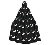 YYHWHJDE Polar bear chasing flying snowflakes Printing Halloween Adult Hooded Cloak for Parties and Costume Events