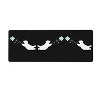 YYHWHJDE Polar Bear Chasing Flying Snowflakes Prints Extra Large Mouse pad Mousepad 12x31.5in for Office Gaming Learning