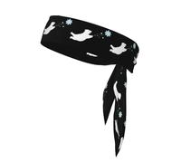 YYHWHJDE Polar bear chasing flying snowflakes Prints Sports Double-Sided Headscarf for Women and Men Adjustable for All Head Circumferences