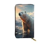 YYHWHJDE Polar Bear in Winter Picture Quality Leather Long Clutch Wallet Designed for Fashion Girls and Women Stylish 7.48 x 4.13 in