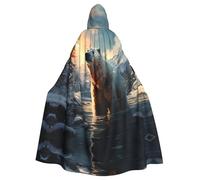 YYHWHJDE Polar bear in winter Printing Halloween Adult Hooded Cloak for Parties and Costume Events