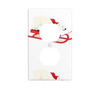 YYHWHJDE Polar Bear on a sled Picture Double Socket Wall Panel Decorative is Durable and Suitable for Socket Light Switch Accessories 4.5x2.76in