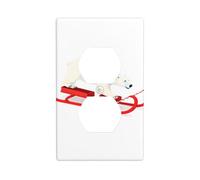 YYHWHJDE Polar Bear on a sled Prints Double Socket Wall Panel Electrical Socket Cover Plate Shatter Decoration Durable 4.5x2.76in