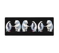 YYHWHJDE Polar Bear Penguin Holding Hands Pattern Extra Large Mouse Pad Strong Adhesion, Durable, Precise Locking Edge 12x31.5in