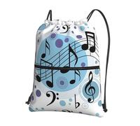 YYHWHJDE Polka Dot Music note Prints Drawstring Backpack - Lightweight, Waterproof Sport Throw Cover for Gym, Travel & Everyday Essentials