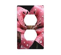 YYHWHJDE Polka Dot Pink Flower Pattern Double Socket Wall Panel Decorative is Durable and Suitable for Socket Light Switch Accessories 4.5x2.76in
