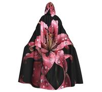 YYHWHJDE Polka Dot Pink Flower Picture Halloween Adult Hooded Cloak for Role-Playing, Costumes, and Theme Parties