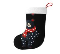 YYHWHJDE Polka dot scarf black bear Prints Christmas Decorative Socks Stocking Add festive cheer to Halloween, Christmas