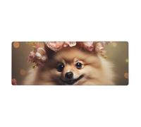YYHWHJDE Pomeranian and Flowers Prints Extra Large Mouse pad Mousepad 12x31.5in for Office Gaming Learning