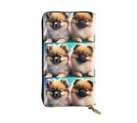 YYHWHJDE Pomeranians Puppies and Point Picture Quality Leather Long Clutch Wallet Designed for Fashion Girls and Women Stylish 7.48 x 4.13 in