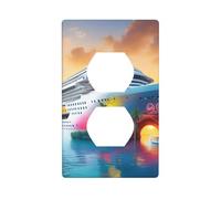 YYHWHJDE Pool Party Cruise Ship Pattern Double Socket Wall Panel Decorative is Durable and Suitable for Socket Light Switch Accessories 4.5x2.76in