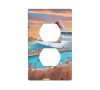 YYHWHJDE Pool Party Cruise Ship Picture Double Socket Wall Panel Decorative is Durable and Suitable for Socket Light Switch Accessories 4.5x2.76in