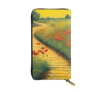 YYHWHJDE Poppies Field Yellow Brick Road Pattern Leather long clutch wallet Designed for fashion girls and women stylish and personalized 7.48 x 4.13 in, Black, One Size