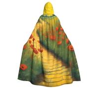 YYHWHJDE Poppies Field Yellow Brick Road Printing Halloween Adult Hooded Cloak for Parties and Costume Events