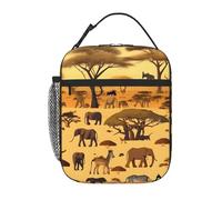 YYHWHJDE Portable Insulated Lunch Bag African Grassland Animals Prints Reusable Lunch Bag Durable for Men and Women Easy Carrying