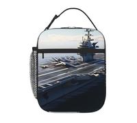 YYHWHJDE Portable Insulated Lunch Bag Aircraft Carrier Pattern Reusable Lunch Bag Durable for Men and Women Easy Carrying