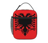 YYHWHJDE Portable Insulated Lunch Bag Albanian Flag Picture Reusable Lunch Bag Durable for Men and Women Easy Carrying