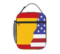 YYHWHJDE Portable Insulated Lunch Bag American Spain Flag Prints Reusable Lunch Bag Durable for Men and Women Easy Carrying