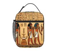 YYHWHJDE Portable Insulated Lunch Bag Ancient Egyptian Hieroglyph Pattern Reusable Lunch Bag Durable for Men and Women Easy Carrying