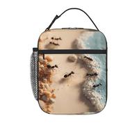 YYHWHJDE Portable Insulated Lunch Bag Ants on The Beach Picture Reusable Lunch Bag Durable for Men and Women Easy Carrying