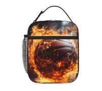 YYHWHJDE Portable Insulated Lunch Bag Basketball on Fire and Water Flame Splashing Pattern Reusable Lunch Bag Durable for Men and Women