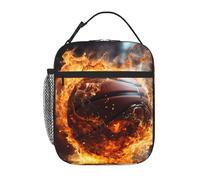 YYHWHJDE Portable Insulated Lunch Bag Basketball on Fire and Water Flame Splashing Picture Reusable Lunch Bag Durable for Men and Women Easy Carrying
