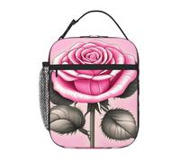 YYHWHJDE Portable Insulated Lunch Bag Beautiful Pink Roses Pattern Reusable Lunch Bag Durable for Men and Women