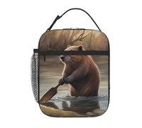 YYHWHJDE Portable Insulated Lunch Bag Beaver Working Pattern Reusable Lunch Bag Durable for Men and Women Easy Carrying