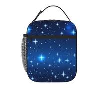 YYHWHJDE Portable Insulated Lunch Bag Blue Star Pattern Prints Reusable Lunch Bag Durable for Men and Women Easy Carrying