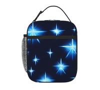 YYHWHJDE Portable Insulated Lunch Bag Cartoon Blue Star Pattern Reusable Lunch Bag Durable for Men and Women