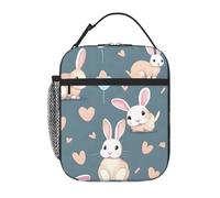 YYHWHJDE Portable Insulated Lunch Bag Cartoon Cute Bunny Prints Reusable Lunch Bag Durable for Men and Women Easy Carrying