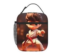 YYHWHJDE Portable Insulated Lunch Bag Cartoon Karate Pattern Reusable Lunch Bag Durable for Men and Women