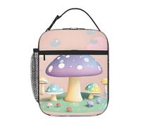 YYHWHJDE Portable Insulated Lunch Bag Cartoon Mushroom Pattern Reusable Lunch Bag Durable for Men and Women Easy Carrying
